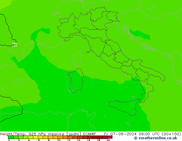 Yükseklik/Sıc. 925 hPa ECMWF Cu 07.06.2024 06 UTC