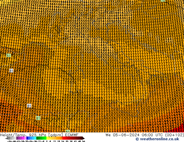 Height/Temp. 925 hPa ECMWF St 05.06.2024 06 UTC