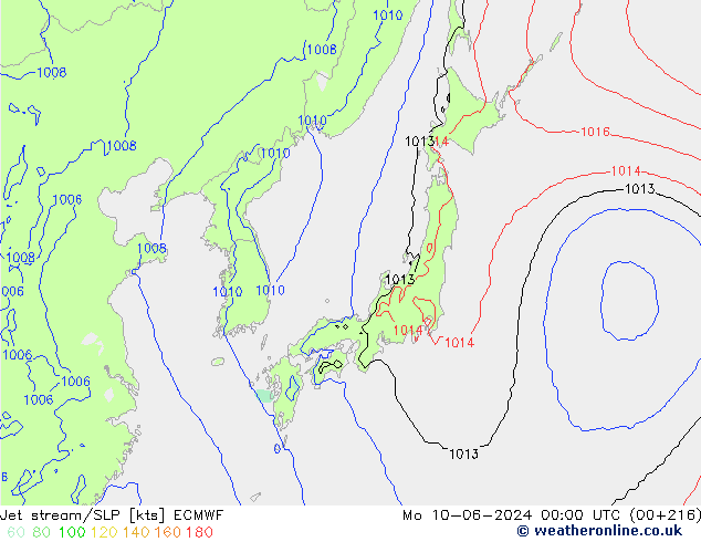 Jet stream/SLP ECMWF Mo 10.06.2024 00 UTC