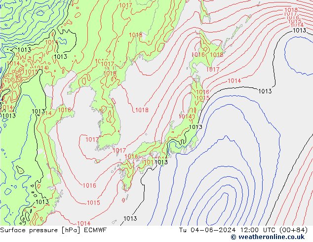 Luchtdruk (Grond) ECMWF di 04.06.2024 12 UTC