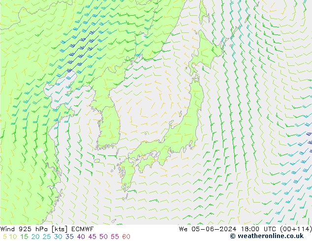 Wind 925 hPa ECMWF Mi 05.06.2024 18 UTC