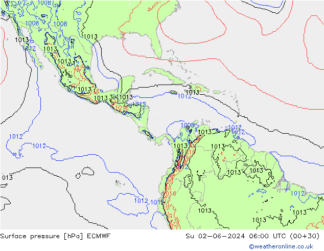 Luchtdruk (Grond) ECMWF zo 02.06.2024 06 UTC