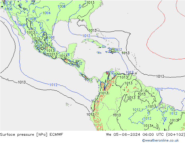 pressão do solo ECMWF Qua 05.06.2024 06 UTC