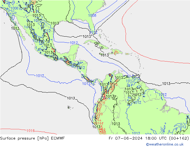 pressão do solo ECMWF Sex 07.06.2024 18 UTC