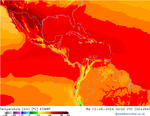 température (2m) ECMWF mer 12.06.2024 00 UTC