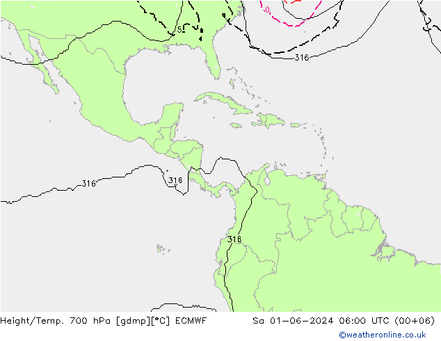 Height/Temp. 700 hPa ECMWF  01.06.2024 06 UTC