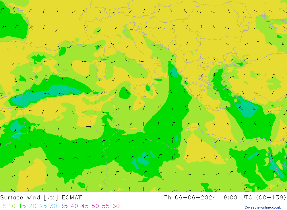 Wind 10 m ECMWF do 06.06.2024 18 UTC