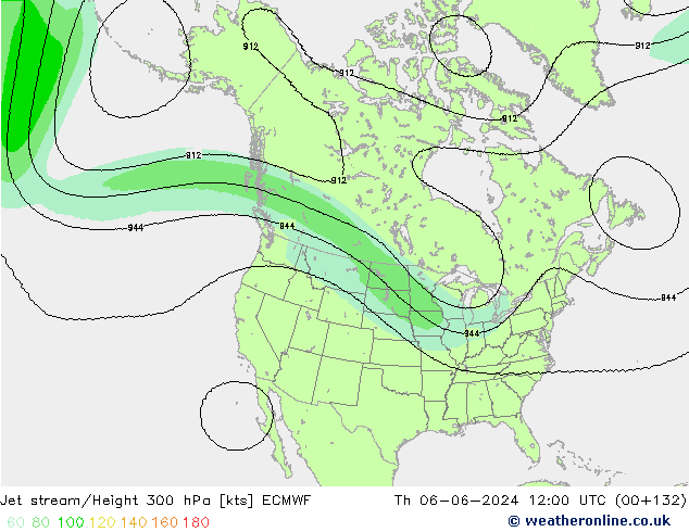 Jet stream/Height 300 hPa ECMWF Th 06.06.2024 12 UTC