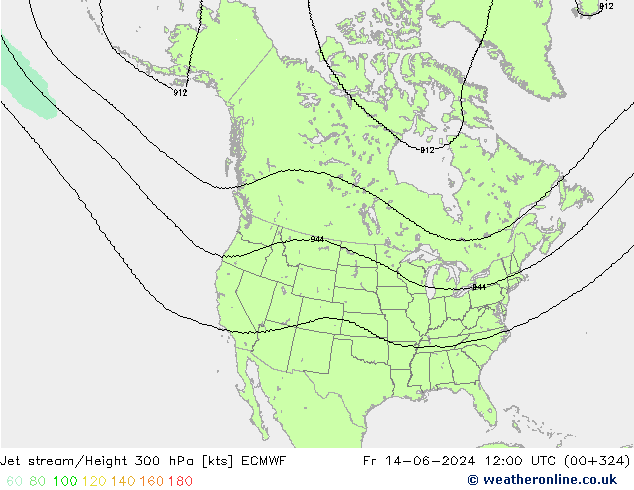 Straalstroom ECMWF vr 14.06.2024 12 UTC