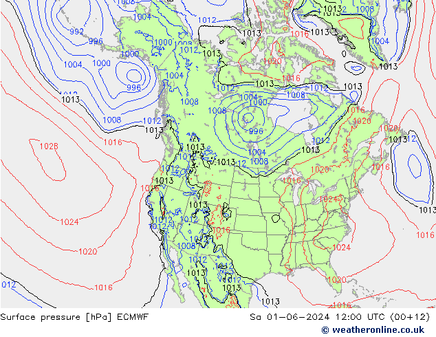 Pressione al suolo ECMWF sab 01.06.2024 12 UTC