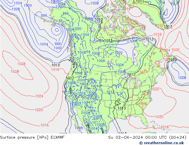 ciśnienie ECMWF nie. 02.06.2024 00 UTC