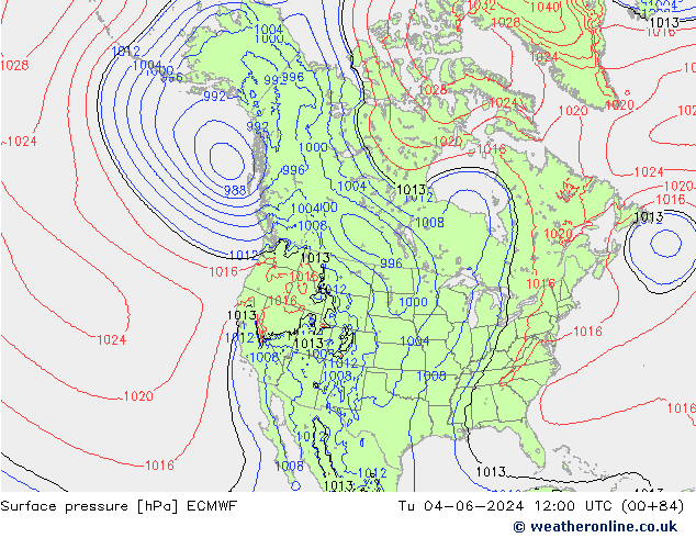 приземное давление ECMWF вт 04.06.2024 12 UTC