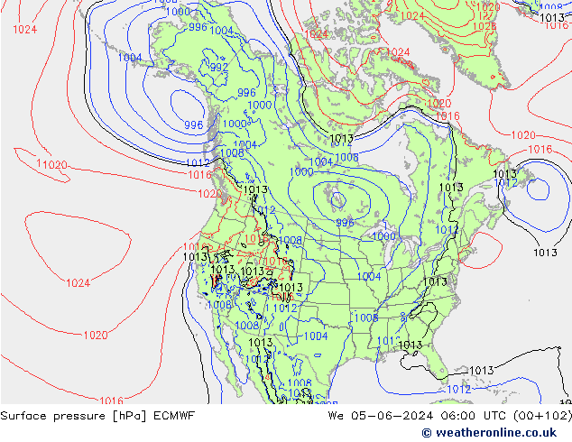 Yer basıncı ECMWF Çar 05.06.2024 06 UTC