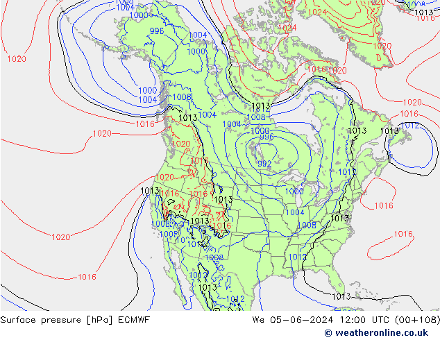 Surface pressure ECMWF We 05.06.2024 12 UTC