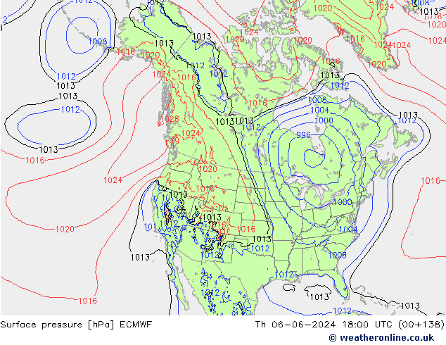 приземное давление ECMWF чт 06.06.2024 18 UTC