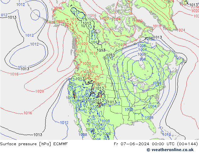 приземное давление ECMWF пт 07.06.2024 00 UTC