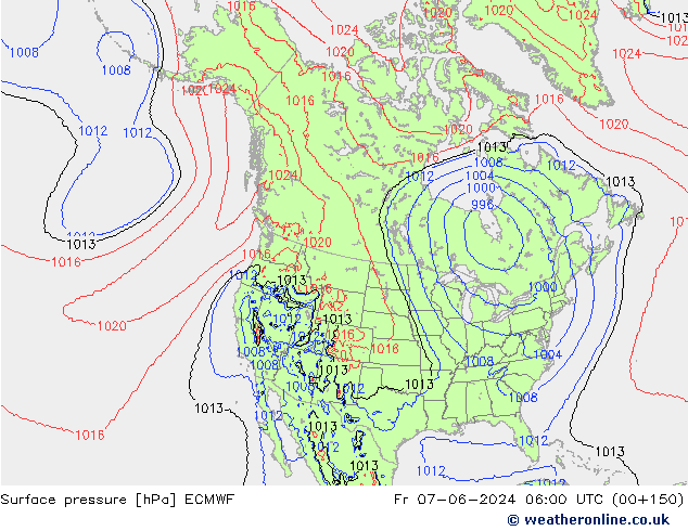 pressão do solo ECMWF Sex 07.06.2024 06 UTC