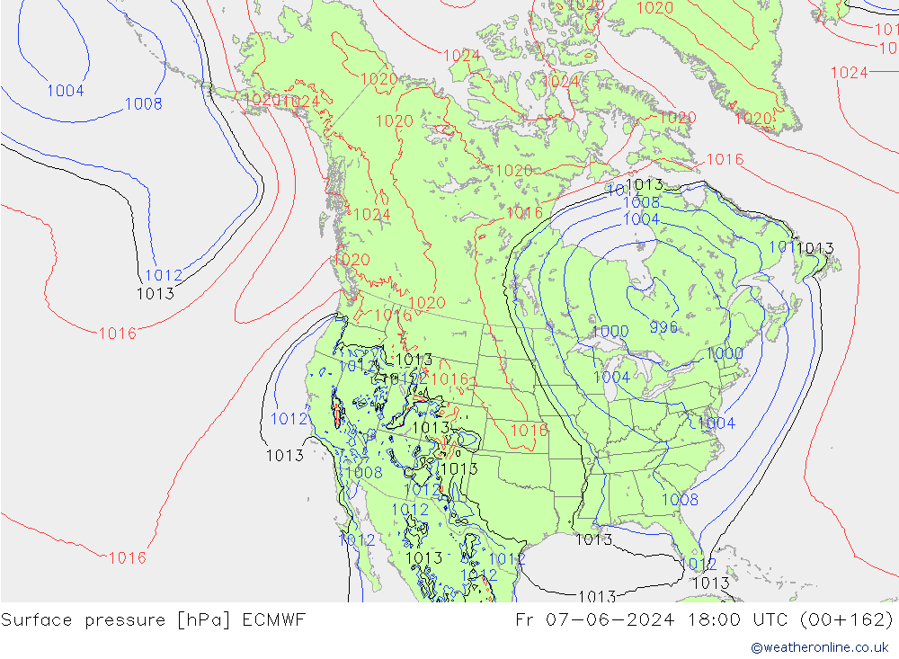 приземное давление ECMWF пт 07.06.2024 18 UTC