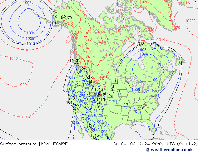 pression de l'air ECMWF dim 09.06.2024 00 UTC