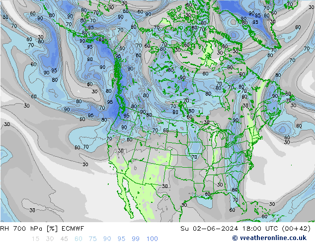 RH 700 hPa ECMWF Su 02.06.2024 18 UTC