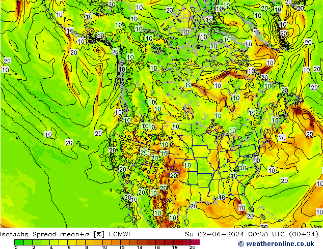 Isotachs Spread ECMWF Su 02.06.2024 00 UTC