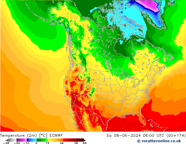 Temperatura (2m) ECMWF Sáb 08.06.2024 06 UTC