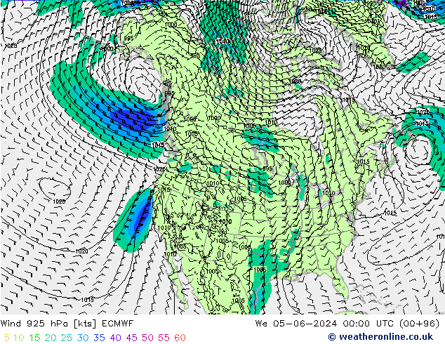 Wind 925 hPa ECMWF wo 05.06.2024 00 UTC