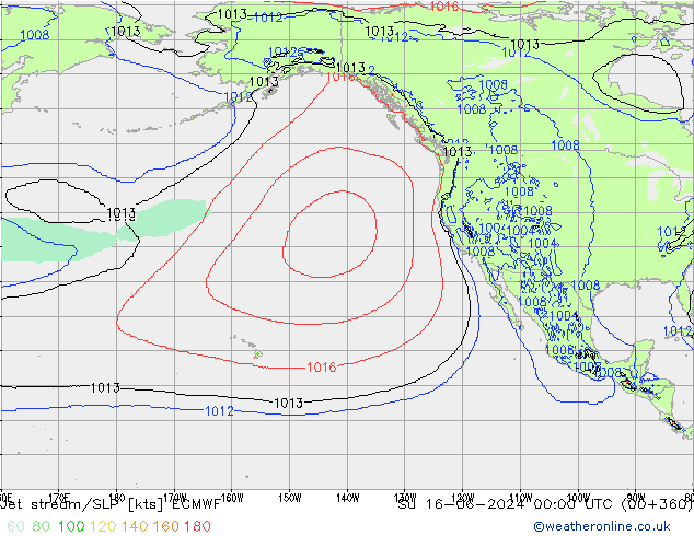 Jet stream/SLP ECMWF Su 16.06.2024 00 UTC