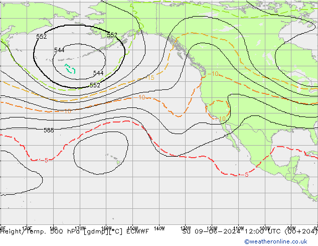 Geop./Temp. 500 hPa ECMWF dom 09.06.2024 12 UTC