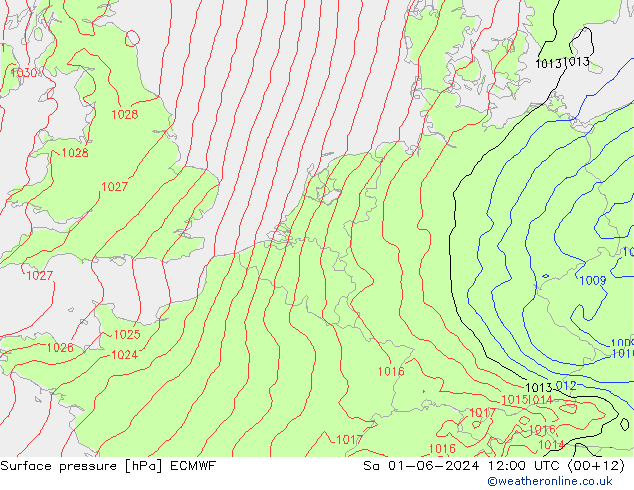 Atmosférický tlak ECMWF So 01.06.2024 12 UTC