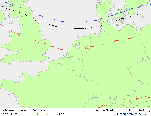 yüksek rüzgarlı alanlar ECMWF Cu 07.06.2024 06 UTC