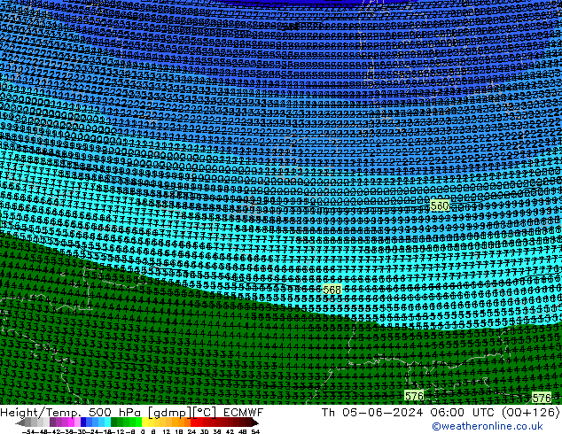 Height/Temp. 500 hPa ECMWF Qui 06.06.2024 06 UTC