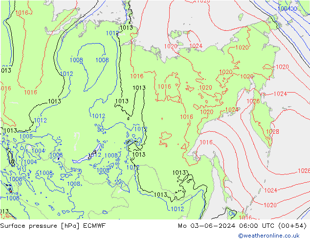 Luchtdruk (Grond) ECMWF ma 03.06.2024 06 UTC