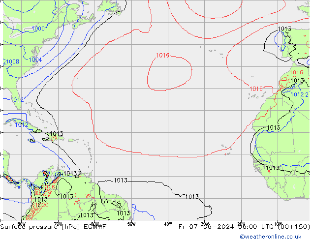Pressione al suolo ECMWF ven 07.06.2024 06 UTC