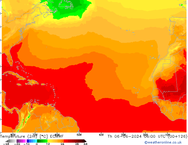 Temperature (2m) ECMWF Th 06.06.2024 06 UTC