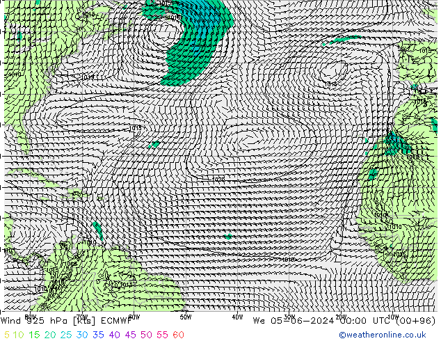 Vento 925 hPa ECMWF Qua 05.06.2024 00 UTC