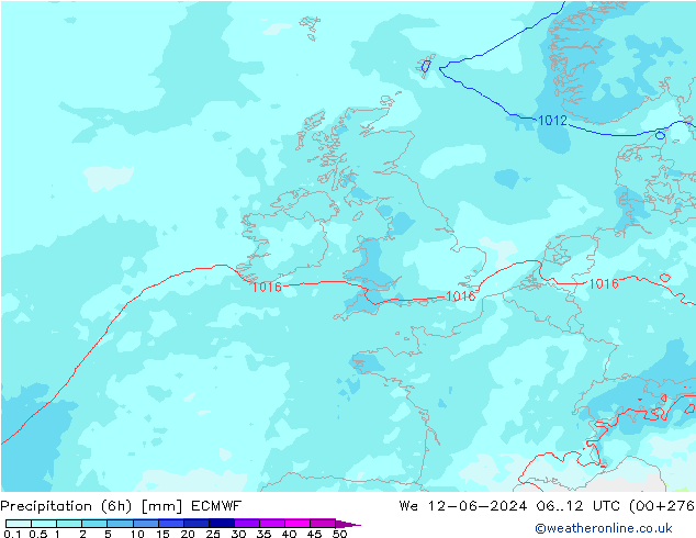 осадки (6h) ECMWF ср 12.06.2024 12 UTC