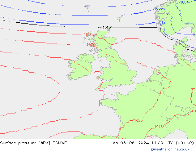 Pressione al suolo ECMWF lun 03.06.2024 12 UTC