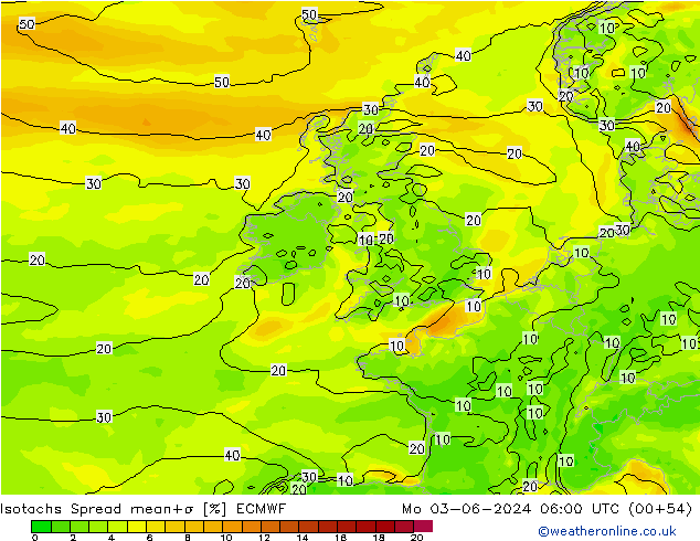 Isotachen Spread ECMWF ma 03.06.2024 06 UTC