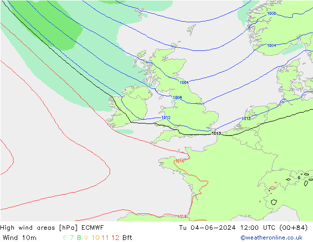 High wind areas ECMWF mar 04.06.2024 12 UTC