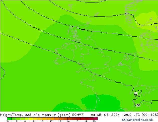 Height/Temp. 925 hPa ECMWF Mi 05.06.2024 12 UTC