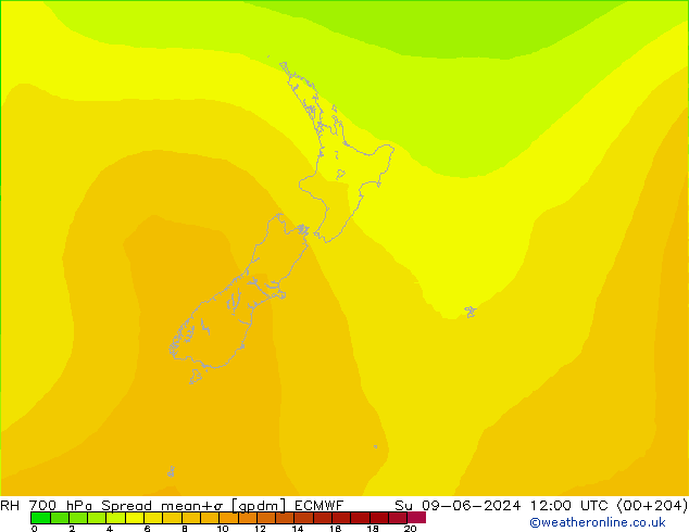 RV 700 hPa Spread ECMWF zo 09.06.2024 12 UTC