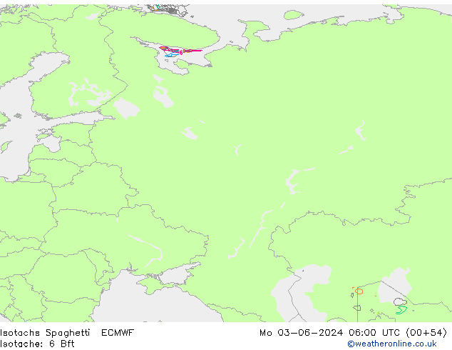 Isotachs Spaghetti ECMWF пн 03.06.2024 06 UTC