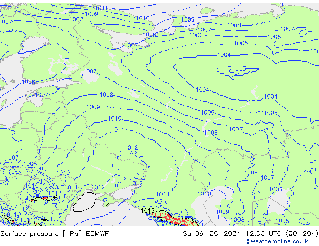 ciśnienie ECMWF nie. 09.06.2024 12 UTC