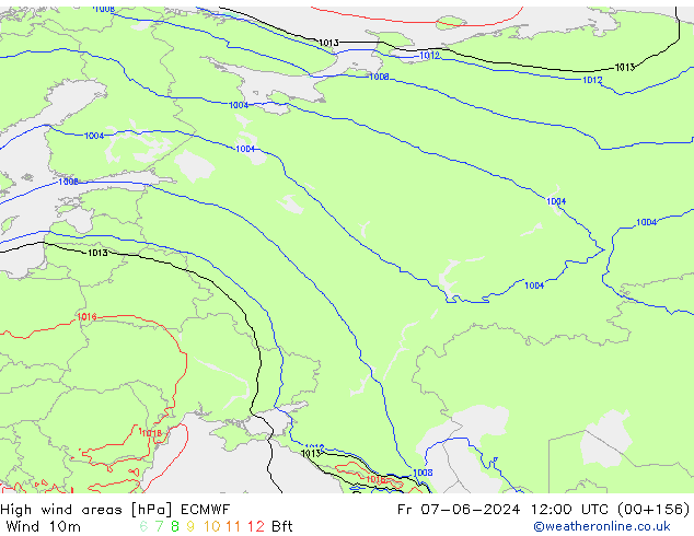 High wind areas ECMWF Fr 07.06.2024 12 UTC