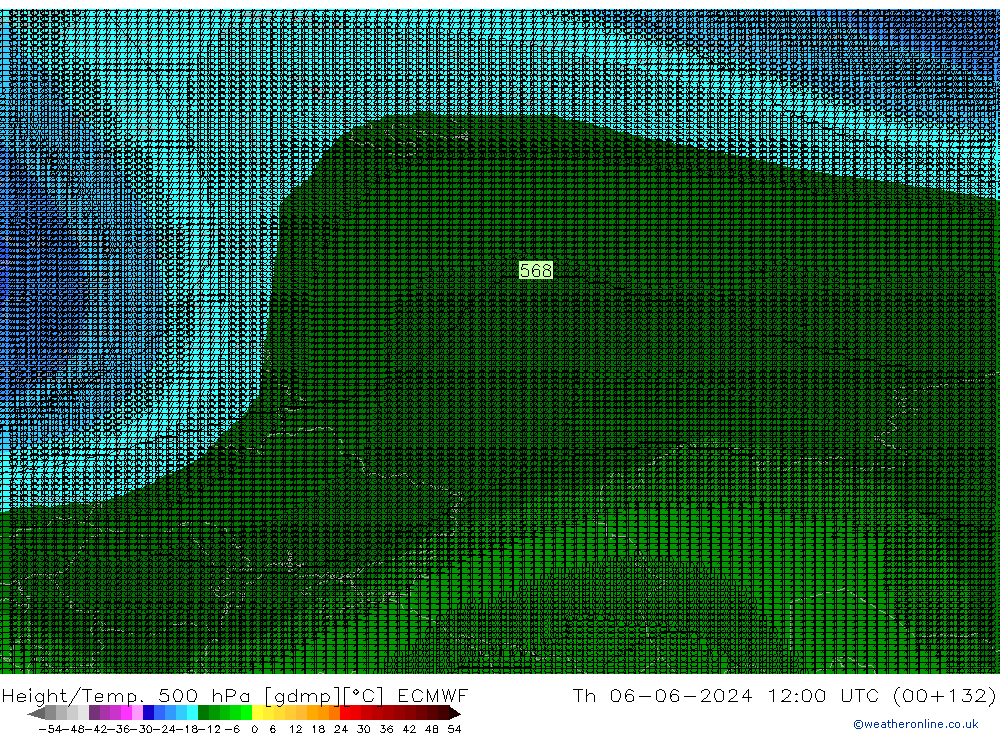 Hoogte/Temp. 500 hPa ECMWF do 06.06.2024 12 UTC