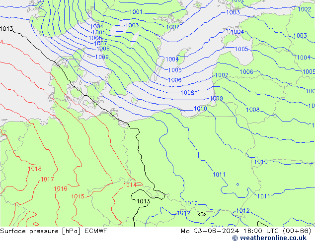 Yer basıncı ECMWF Pzt 03.06.2024 18 UTC