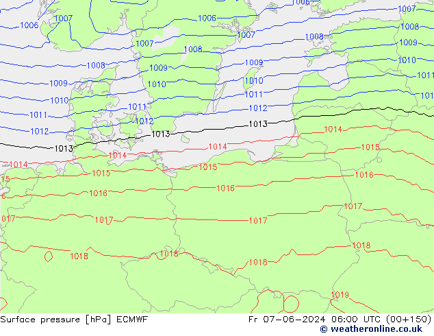 Bodendruck ECMWF Fr 07.06.2024 06 UTC