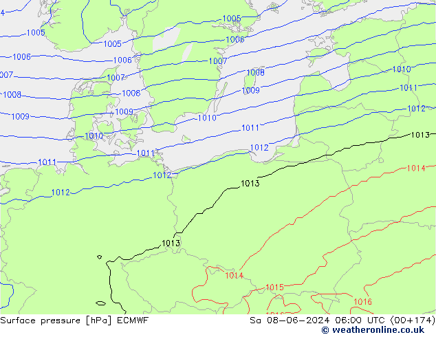 Atmosférický tlak ECMWF So 08.06.2024 06 UTC