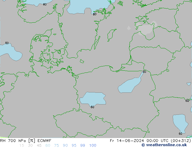 RH 700 hPa ECMWF pt. 14.06.2024 00 UTC